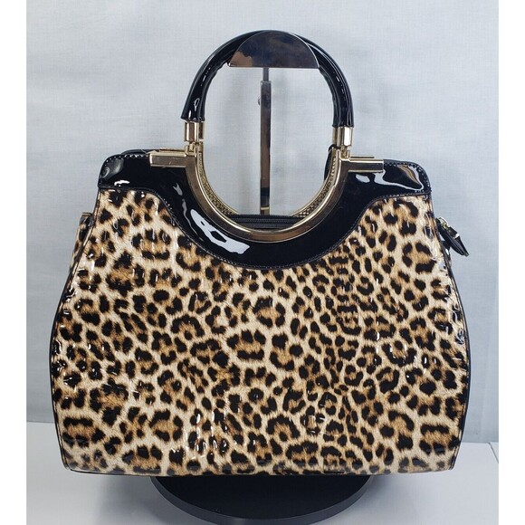 La Terre Fashion Limited Leopard Print Vega Leather Crossbody Hand Bag NWT - Picture 8 of 16